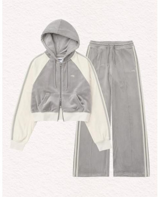 널디 NDY 우먼스 벨로아 후디 트랙 세트 그레이 PNEF25TR0819SET 302678