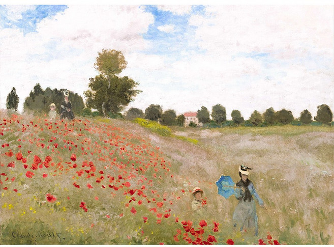 Rakumin 직소퍼즐 명화 풍경 퍼즐 1.8mm 두꺼운 1000피스, 아르장퇴유의 양귀비 밭, 1개