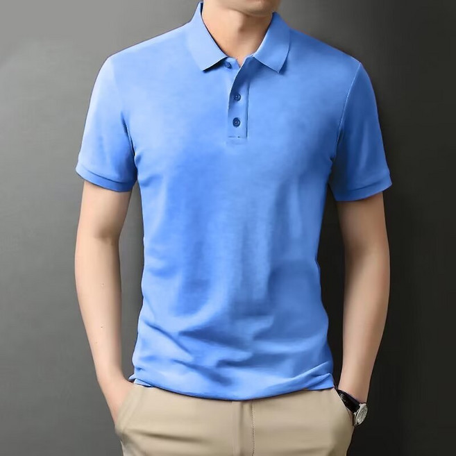 M-5XL夏季休閒排汗透氣POLO衫 素面簡約男女款短袖上衣 多色可選 舒適透氣, 天藍色,3XL