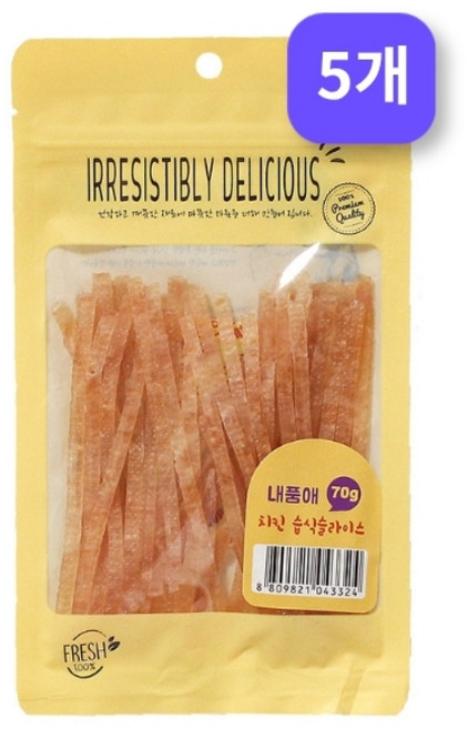내품애 소포장 강아지간식, 5개, 70g, 치킨습식슬라이스