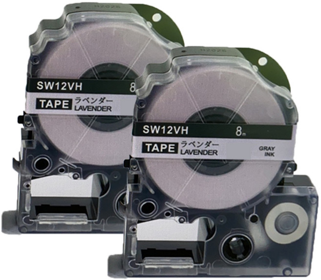[호환] 엡손 라벨 프린터 테이프 9 12 18 mm LW-K200BL LW-K420 OK730 라벨지 핑크 그린 블루 옐로우 파스텔, 18mm, 라벤더 2개