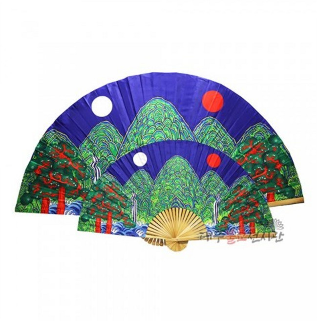 일월오봉도 대형부채 (중/대) 화조단 (좌대미포함) 신중부채 법당 무구 무속용품 불교용품, 중, 1개