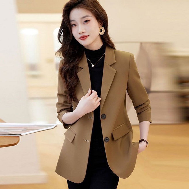 여성용 봄 슬림핏 버튼 코트 캐주얼 면접 오피스룩 긴팔 정장 자켓26dga03LL