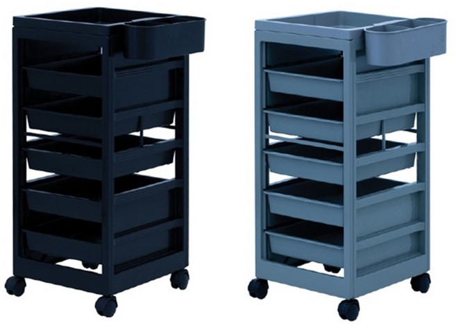 서랍카트(501) 블랙/그레이 플라스틱 이동선반카트 미용실 피부관리실 마사지샵 유치원 학교 운반트레이 왜곤 왜건 보조테이블, 블랙