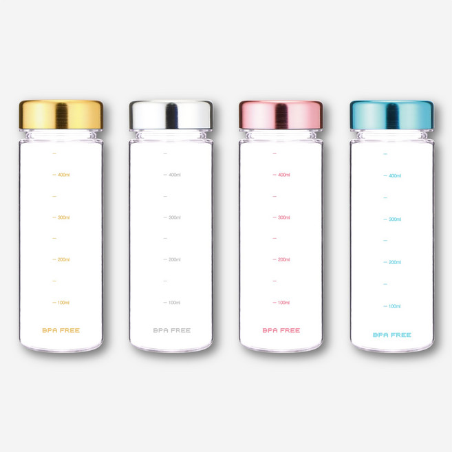 위드 국산 눈금물병 트라이탄 마이보틀 메탈캡 4P (골드 실버 핑크 민트 1개씩), 4개, 500ml, 혼합