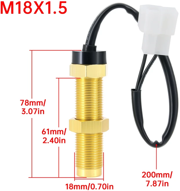 적색 백라이트 타코미터 게이지 RPM 계량기 디지털 시간계 M16 센서 자동차 보트 선박용 범용 85mm, 08 1PC 18mm RPM Sensor