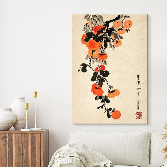 더아트컴퍼니 돈들어오는 감나무 그림 액자 21종 풍수그림 거실인테리어 개업선물 어버이날선물 캔버스액자 현관그림 사무실 회사 사업운 금전운 인테리어, 10. 행복 감나무