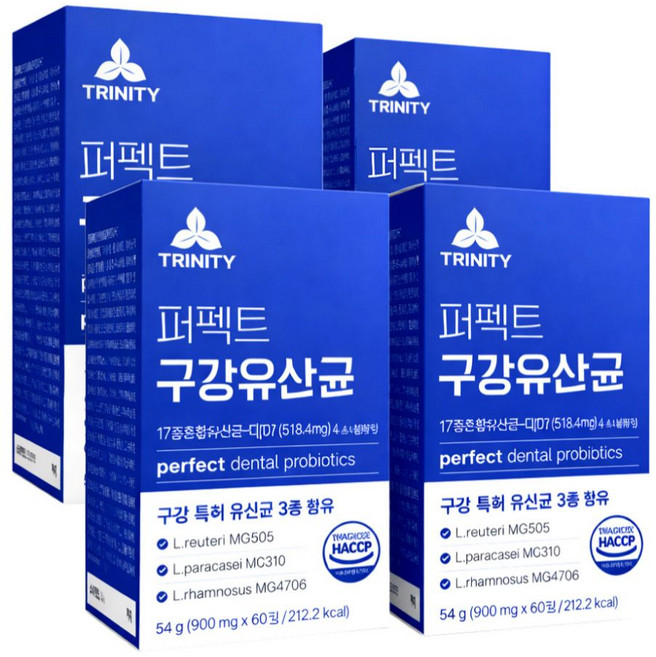 [판매1위] 구강유산균M18 식약청인증 닥터파이토 / 퍼펙트 구강 유산균, 4개, 60정