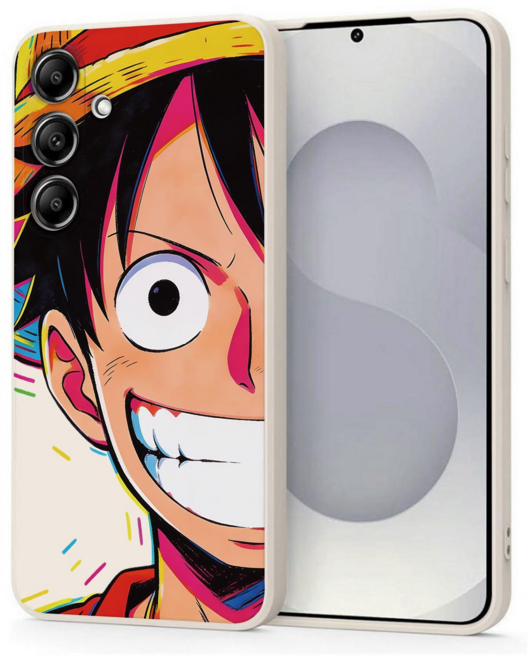 원피스 루피 이빨 드러내고 웃는 하얀 실리콘 케이스