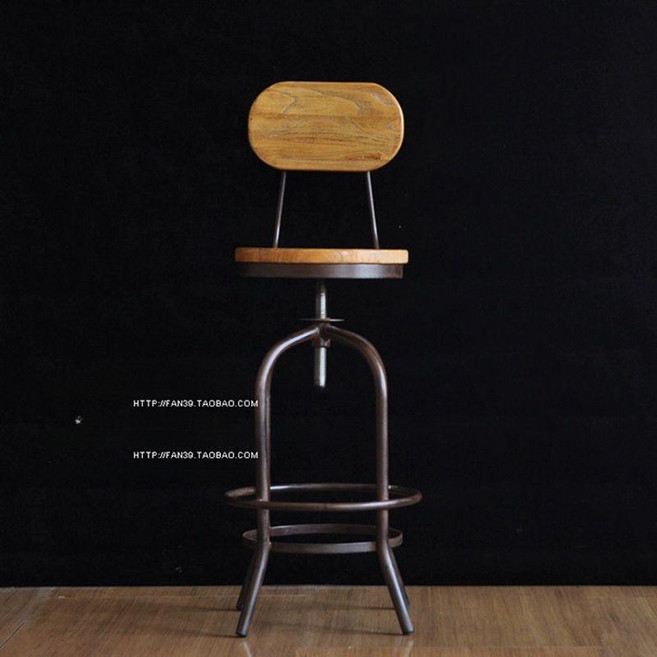 스툴 인더스트리얼 레트로 철제 미용실 업소용 깡통, 등받이 없음 무광블랙