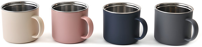 디유 스텐 머그컵 300ml x 4종 세트, 그레이 + 네이비 + 핑크 + 아이보리, 1개