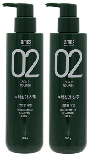 아모스프로페셔널 녹차실감 지성두피 프레쉬 샴푸, 500g, 2개