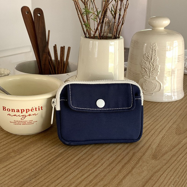 패브릭 교통 카드 동전 수납 명함 반 지갑 누빔 학생 미니 남성