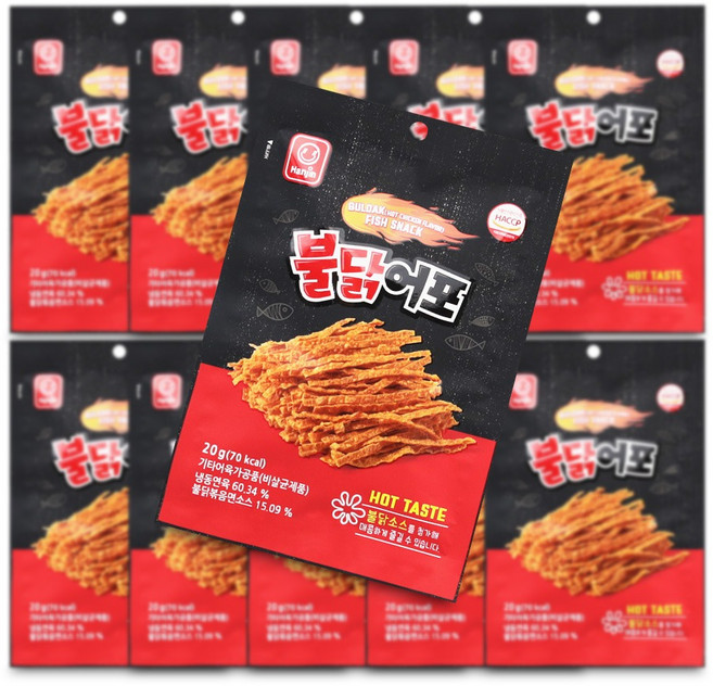 불닭 불닭어포 한진불닭어포 10개 슬림어포 매운어포 매운오징어포, 20g