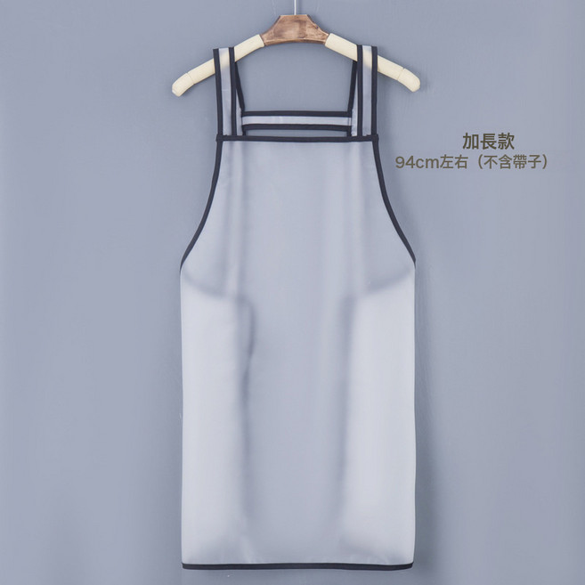 DFMEI TPU圍裙批發防水防油新款免洗雙肩時尚家用廚房做飯女加長工作服, 1個, 加長-白色【無兜】:如圖