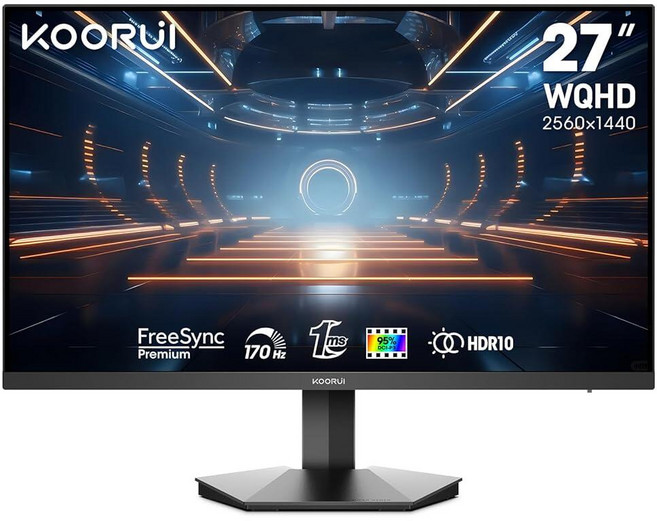 KOORUI 24인치 곡선형 게이밍 모니터 180Hz 1m FHD 1080p 1500R 디스플레이 적응형 동기화 99% sRGB HDR10 아이 케어 VESA 호환, 27inch/170hz/Ips