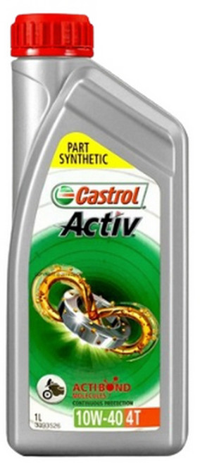 CASTROL 엑티브 4사이클엔진오일 50% 합성유 정품 케스트롤 오일 엔진오일 스쿠터 바이크 오토바이용품 4행정오일 4T, 1개