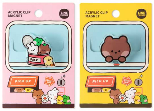 라인프렌즈 아크릴클립 마그넷 브라운 코니 샐리 캐릭터 자석 집게, 1세트, 2개입