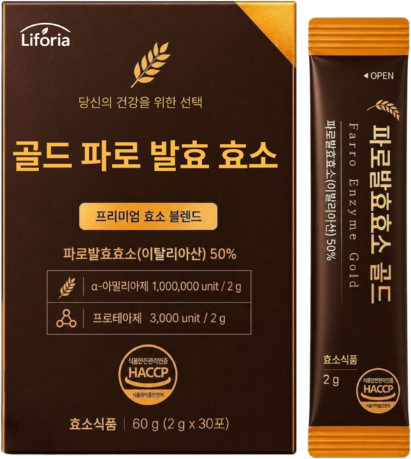 12개 구매 시 그레인온 골드 파로효소 캡슐레이션 정품 사은품 / 리포리아 이탈리아 골드 파로효소 100% 식약청인증 탄수화물 단백질 분해, 1개, 30회분