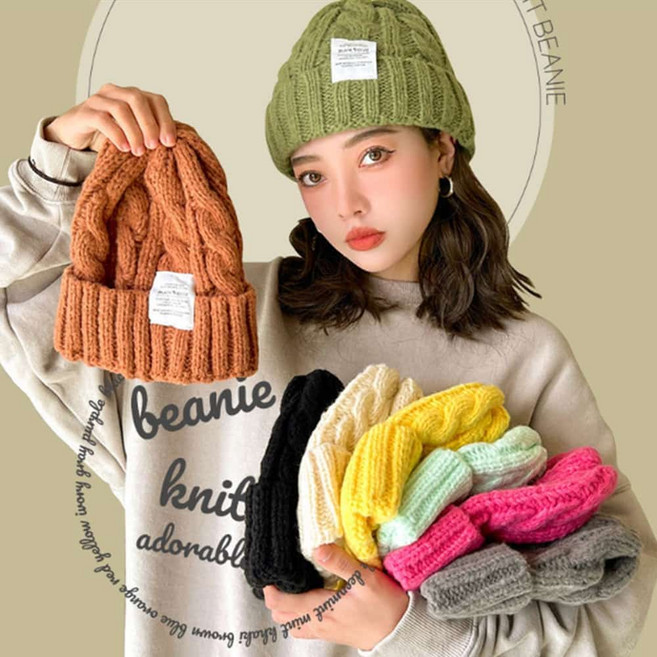 여자 컬러 꽈배기비니 니트골지비니 숏비니 왕골와치캡