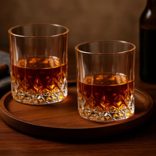 픽커리 클래식 크리스탈 양주 위스키 언더락 컷 글라스 잔, 4개