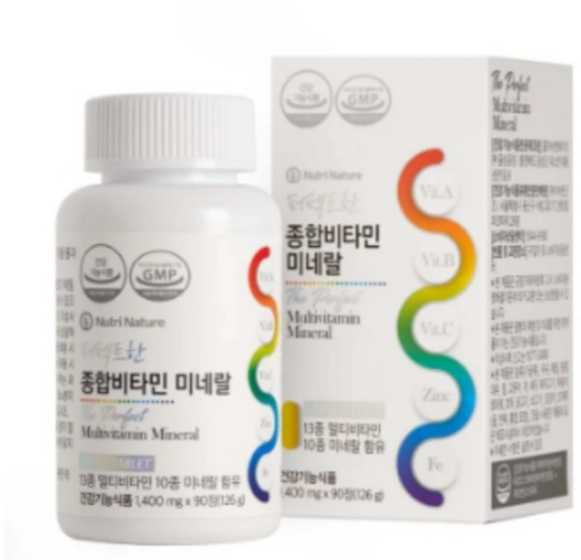 [뉴트리네이처] 퍼펙트한 종합비타민 미네랄 1 400mg x 90정, 2개 - 쿠팡