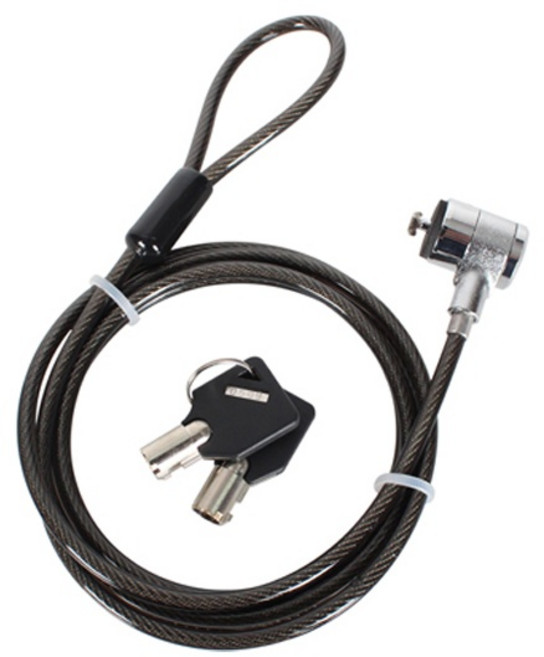(강원전자) 열쇠형 잠금장치 NM-SLL01M (켄싱턴락/와이어) 노트북 도난방지, 블랙