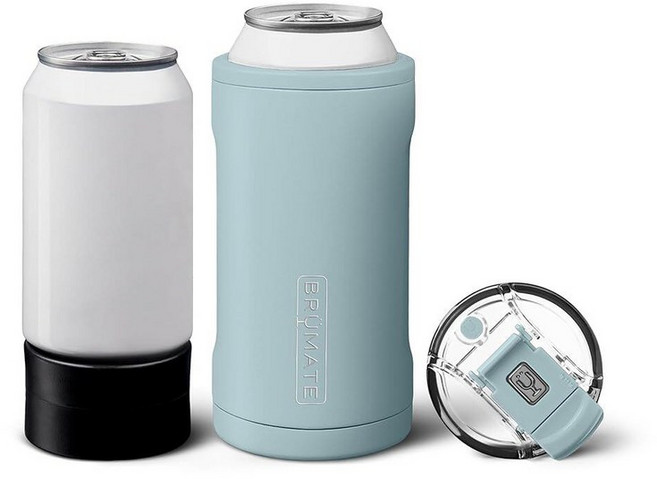 BrüMate Hopsulator Trio 3-in-1 단열 캔 쿨러 354.9ml(12온스) / 473.2ml(16온스) 캔용 + 뚜껑이 있는 100% 누출 방지 텀블러 맥, 미스트, 1개