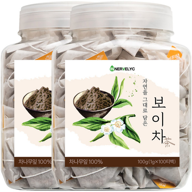 이너블릭 보이차 1500만 티백 판매 돌파 PLA 친환경 필터, 1g, 100개입, 2개