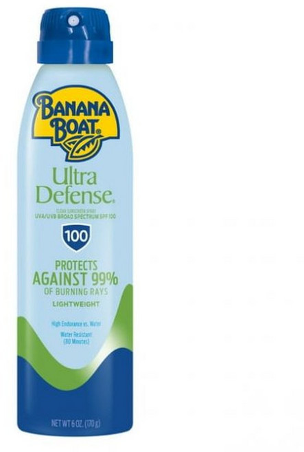 바나나보트 울트라 디펜스 SPF 100 선크림 스프레이 투명 스프레이 선크림 성인용 선블록 6온스, 1개, 177ml