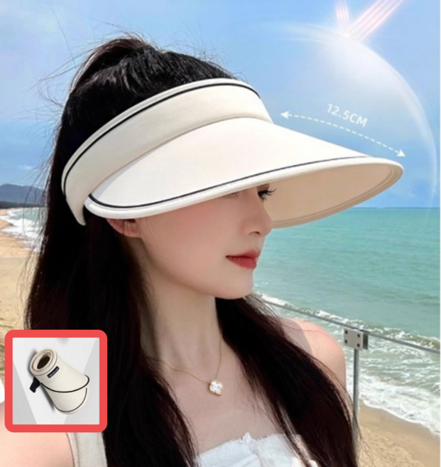 UV차단 얼굴작아보이는 챙넓은 산책모자 돌돌이 여행용 썬캡