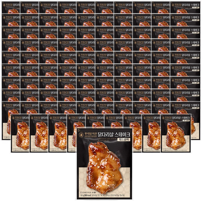 [무료배송/당일발송] 푸라닭 국내산 순살 닭다리살 스테이크 매드갈릭, 130g, 100개