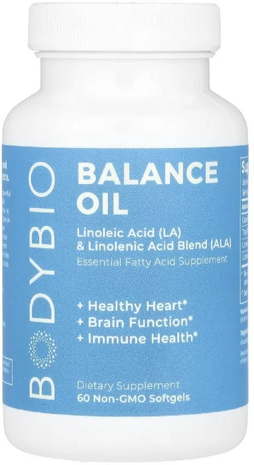 BodyBio 밸런스 오일 LA&(ALA) 리놀레산 60Non-GMO Softgels, 60정, 1개 - 쿠팡