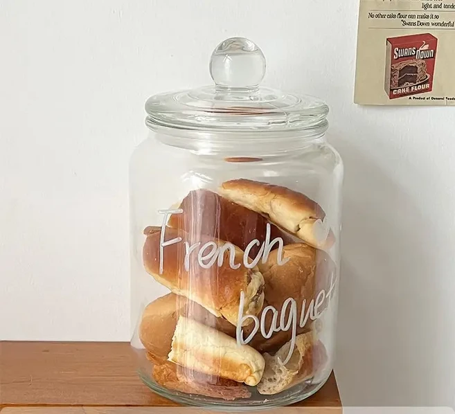 프랑스 스타일 유리 저장 탱크 간단한 주방 커피 콩 항아리 가정용 데일리 하이 퀄리티 쿠키 캔디, 01 2L