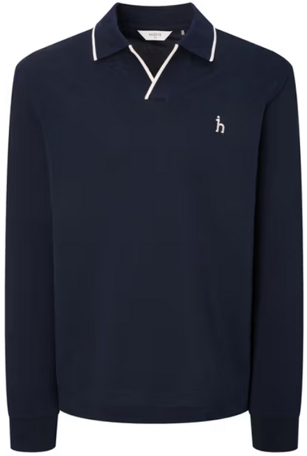 헤지스 남성용 쿨라이트 팁 배색 오픈 카라 긴팔 티셔츠