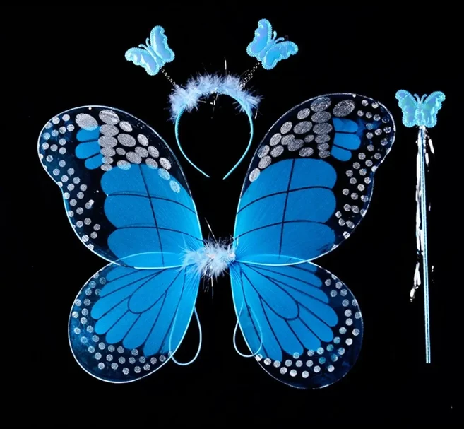 시뮬레이션 나비 의상 소품 공주 2-8세 나비 날개 세트 할로윈 선물 튜튜 스커트 요정 의상 세트