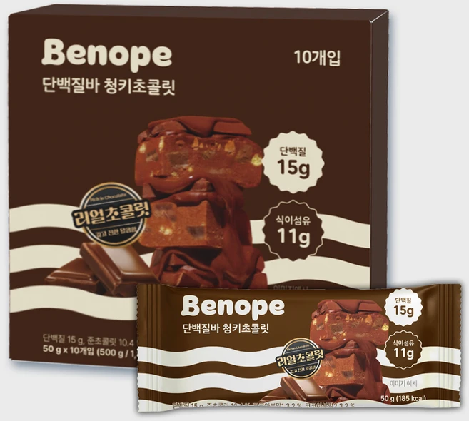 베노프 단백질바 라이트 청키초콜릿, 50g, 10개 - 쿠팡