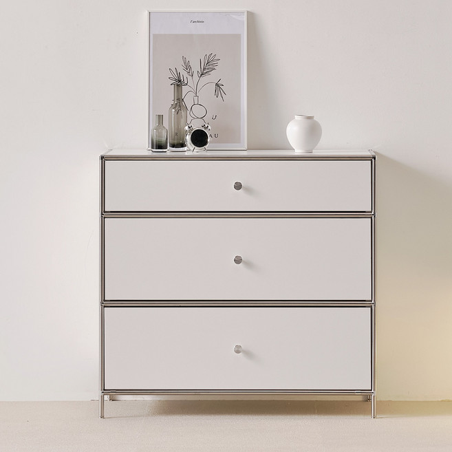 룸앤디 모듈락 높은거실장 800 서랍형 미드센추리 모듈 서랍수납장, 모듈락 3단 800 서랍장 화이트, 모듈락 높은거실장 800 서랍형_화이트