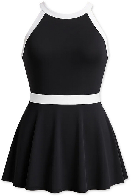 바닐라마카롱 백트임 배색 원피스 수영복 몸매 보정 홀터넥 유넥 뱃살 체형 커버 비치 웨어 여름 휴양지 바캉스룩 패드 포함, R98663D(블랙, 2XL, 블랙