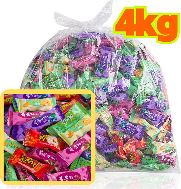 종합제리 4kg (약 800-1 000개) 옛날젤리 대용량 젤리얼먹, 1개