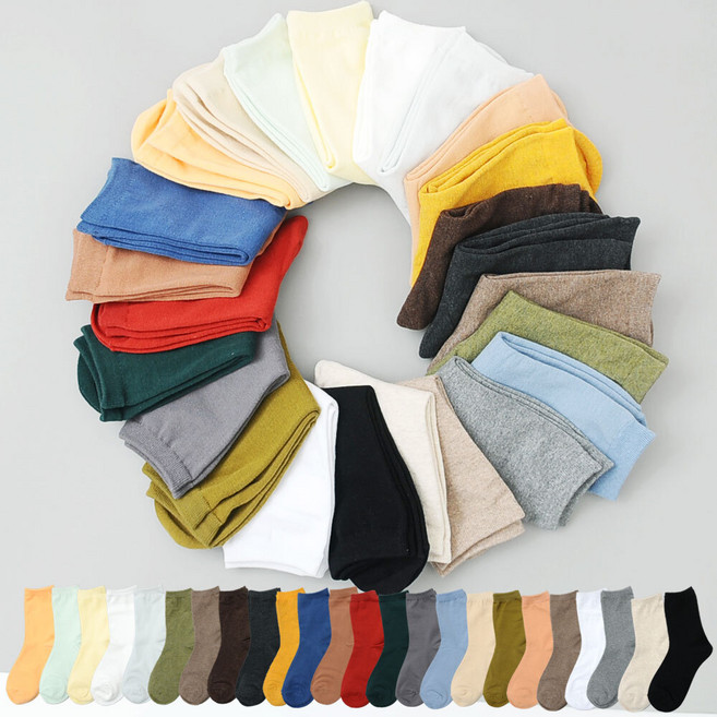 지앤 숙녀/주니어/학생 n중목양말(동일컬러2족)무지 베이직양말