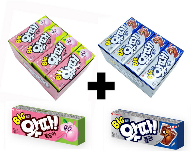 롯데 왓따껌 복숭아맛+콜라맛, 38g