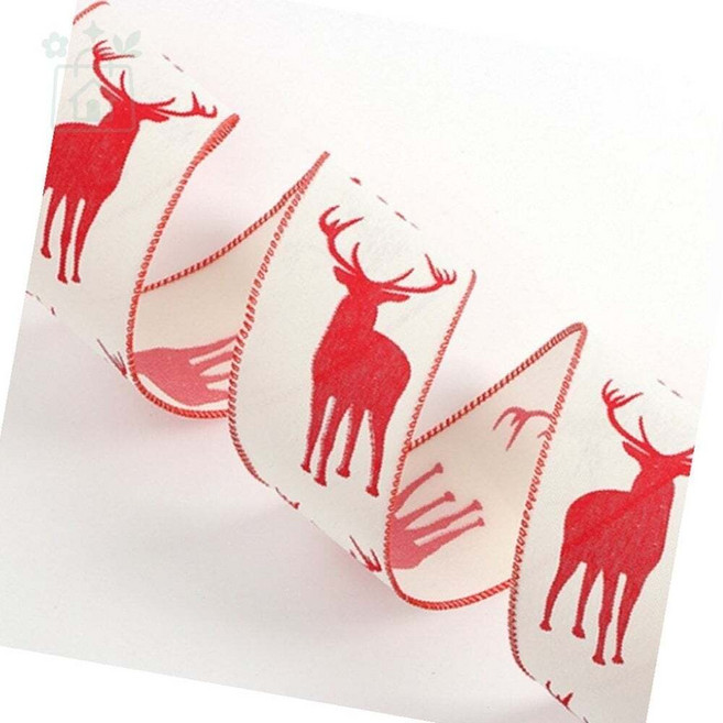 루다스 리본끈 장식용 리본 아이보리 사슴 6.5cm 4.7M