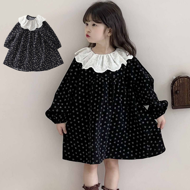 여아 잔꽃 레이스카라 원피스 110-140호