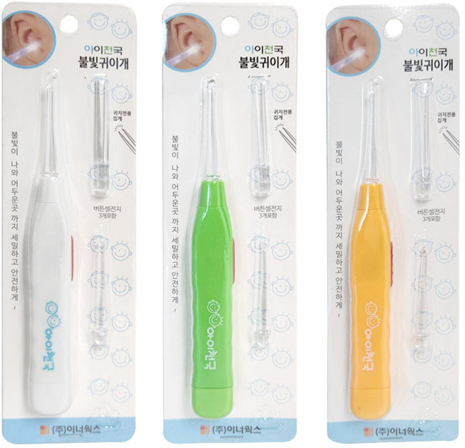세븐메디컬 아이천국 불빛 귀이개 귀후비개 귀청소 LED 귓밥 제거 집게 면봉, 3개, 1세트