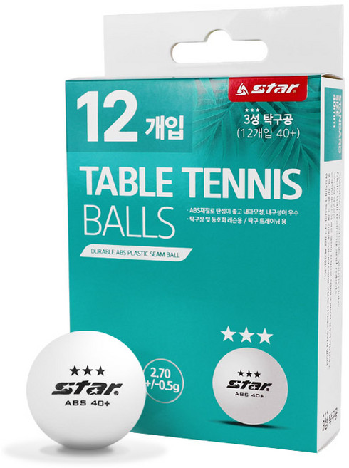 스타 탁구공 3성, 화이트, 1개