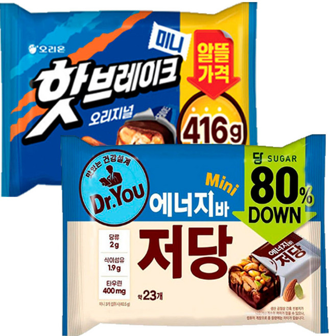 오리온 핫브레이크미니+저당에너지바미니, 1세트, 740g