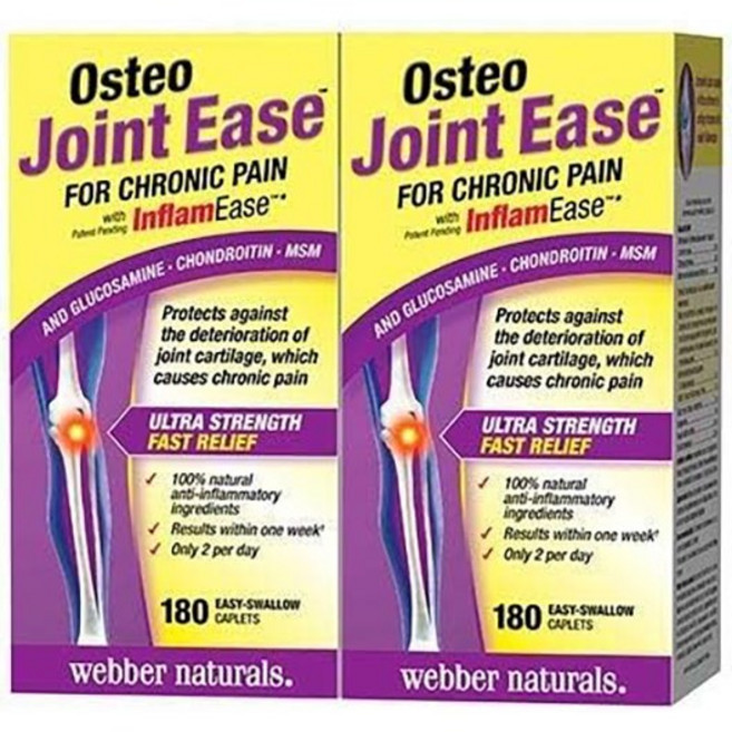 Webber Naturals 웨버네추럴스 오스테오 조인트이즈 Osteo Joint Ease 180정 2병 l 관절 연골 영양제 l 캐나다 현지 직배송, 2개