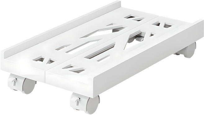 RUN기술 컴퓨터 본체 받침대 PC 이동식 선반, 화이트, 1개