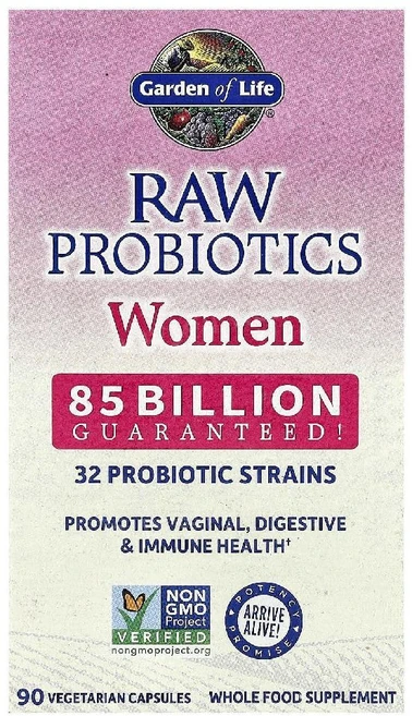 Garden of Life RAW Probiotics Women Vegetarian 가든 오브 라이프 RAW프로바이오틱스 우먼 85빌리언 32종 여성유산균 논GMO 베지캡슐 90정, 1개 - 쿠팡